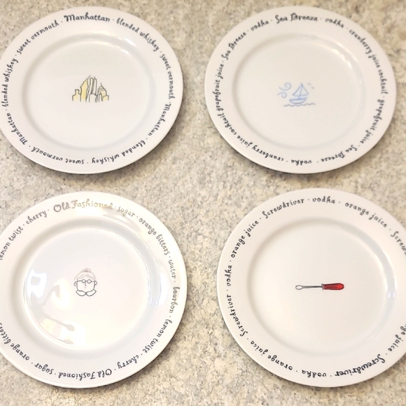 Pottery Barn Cocktail Recipe Plate Set of 4 - Picture 1 of 5
